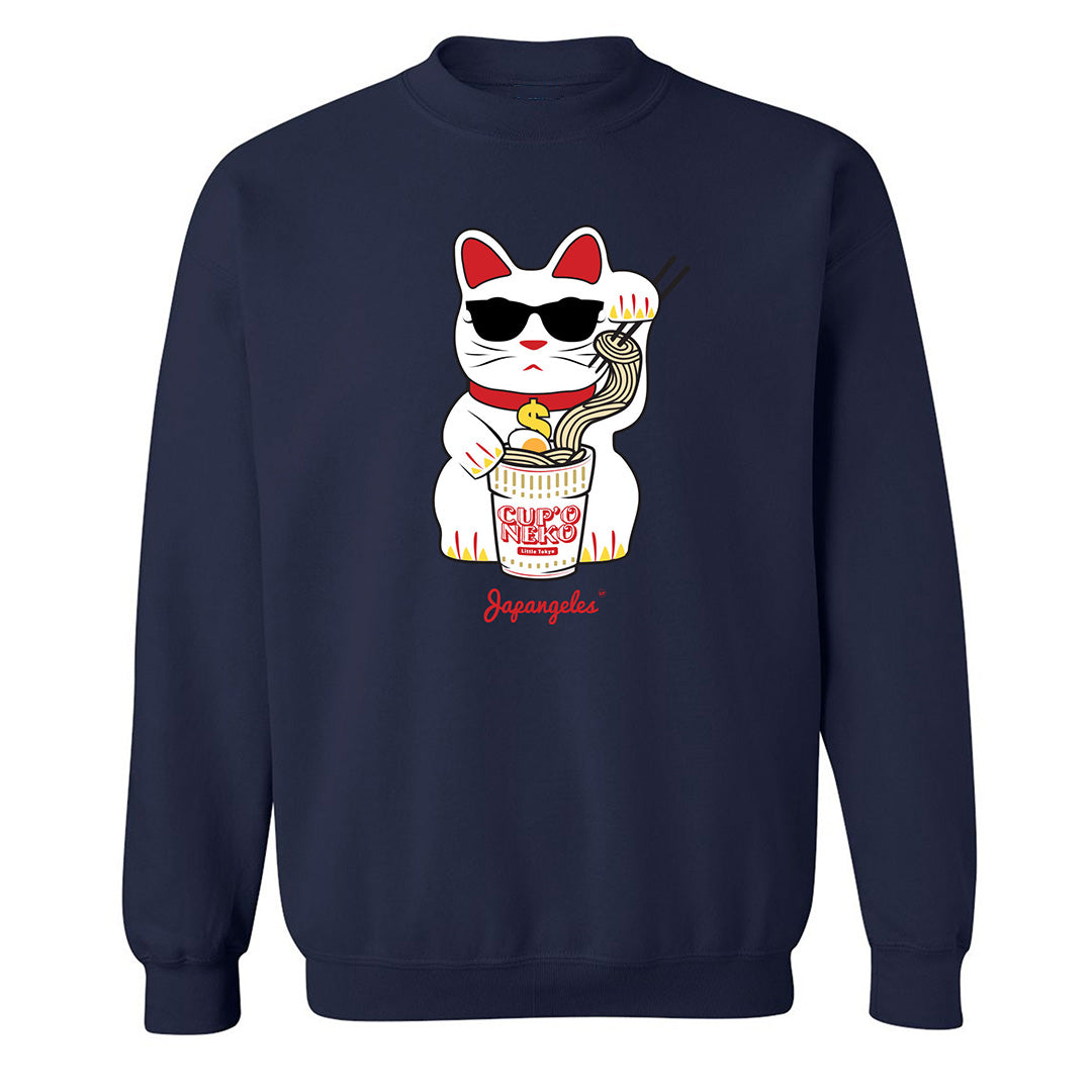 Cup o' Neko Crewneck Sweatshirt in Navy