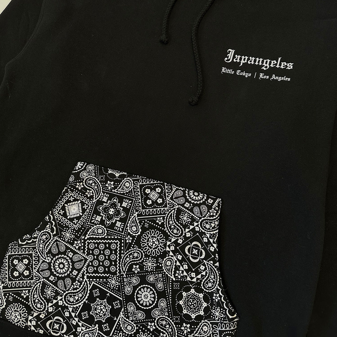 Paisley Pouch Hoodie in Black