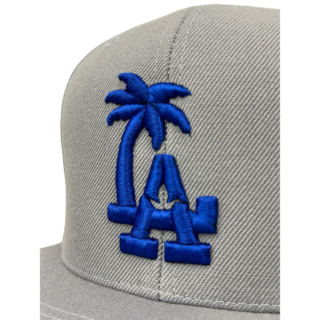 LA Palm Tree Crane Snapback in Grey with Blue