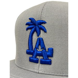 LA Palm Tree Crane Snapback in Grey with Blue