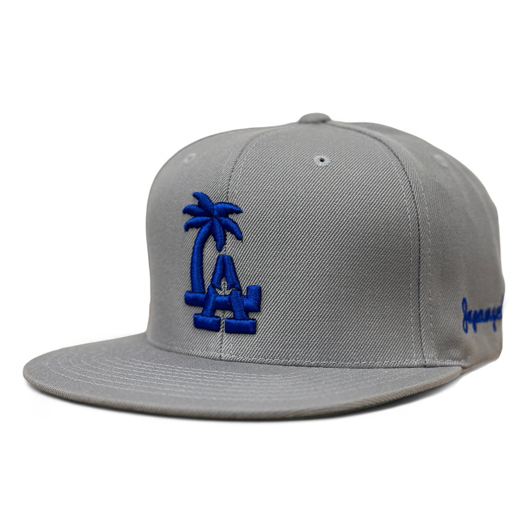 LA Palm Tree Crane Snapback in Grey with Blue