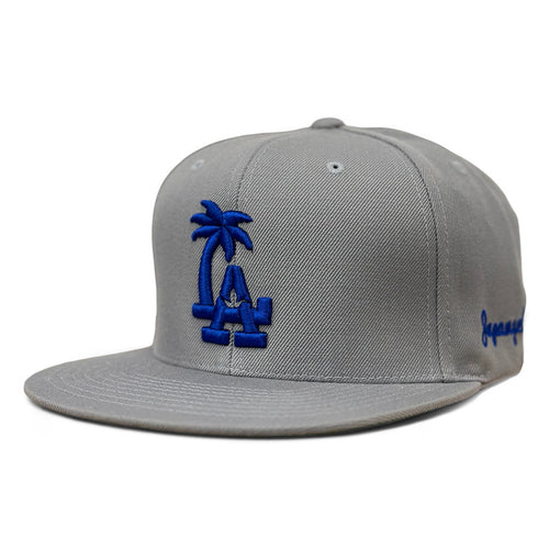 LA Palm Tree Crane Snapback in Grey with Blue