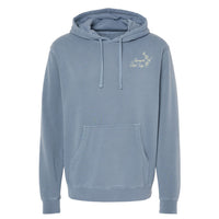 Sakura Script Embroidered Hoodie in Washed Blue