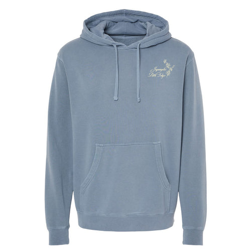 Sakura Script Embroidered Hoodie in Washed Blue