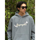 Script of Cranes Premium Hoodie in Blue
