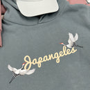 Script of Cranes Premium Hoodie in Blue