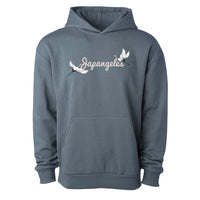 Script of Cranes Premium Hoodie in Blue