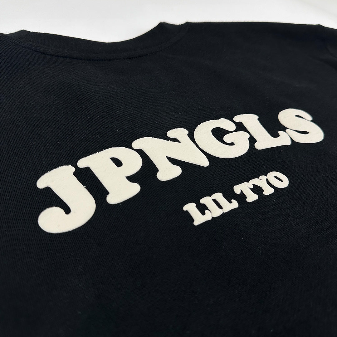 JPNGLS Shorties Puff Print Crewneck Sweatshirt in Black