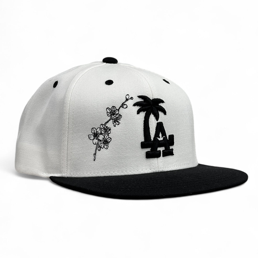 LA Palm Sakura Snapback in Off-white + Black