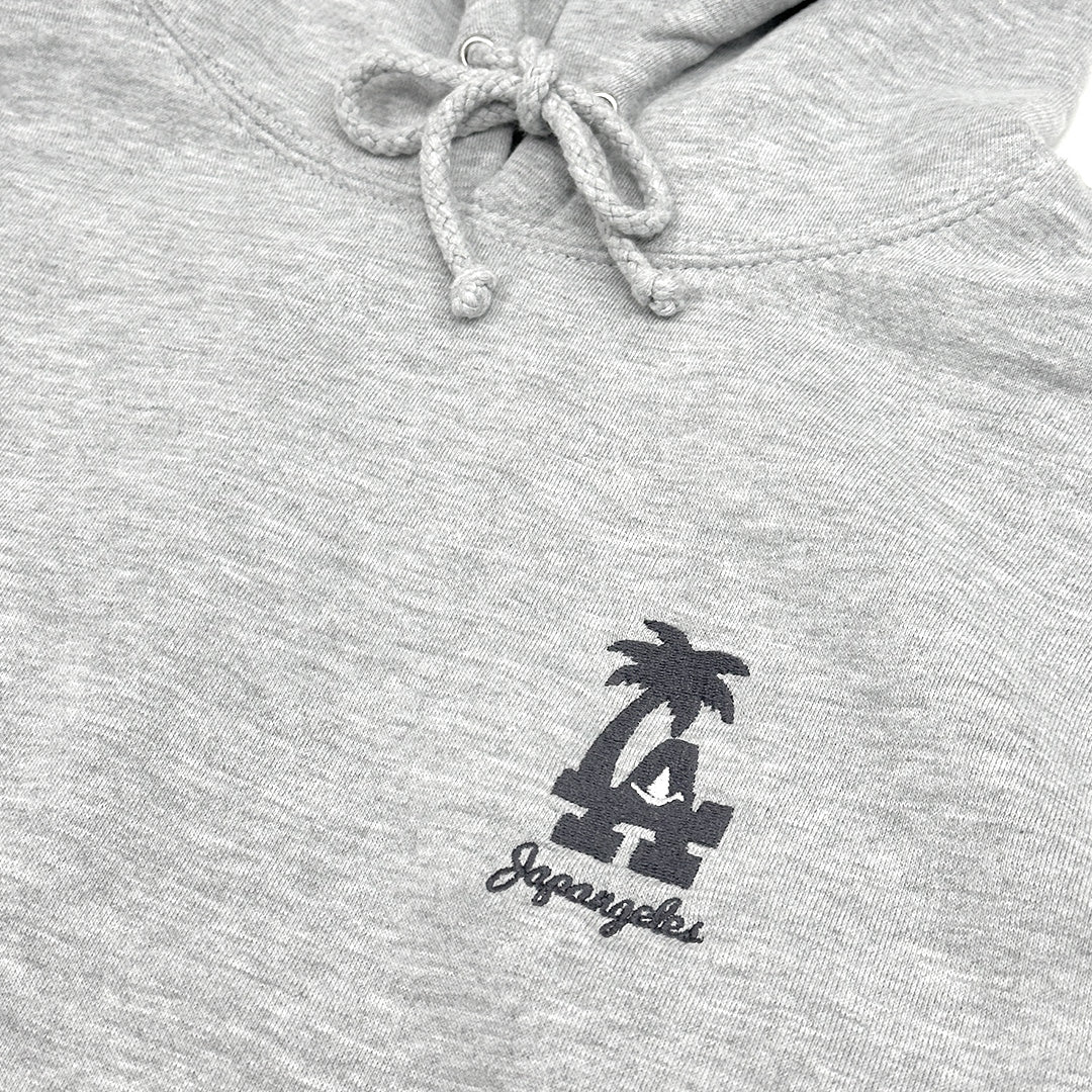 Embroidered LA Palm Hoodie in Heather Grey