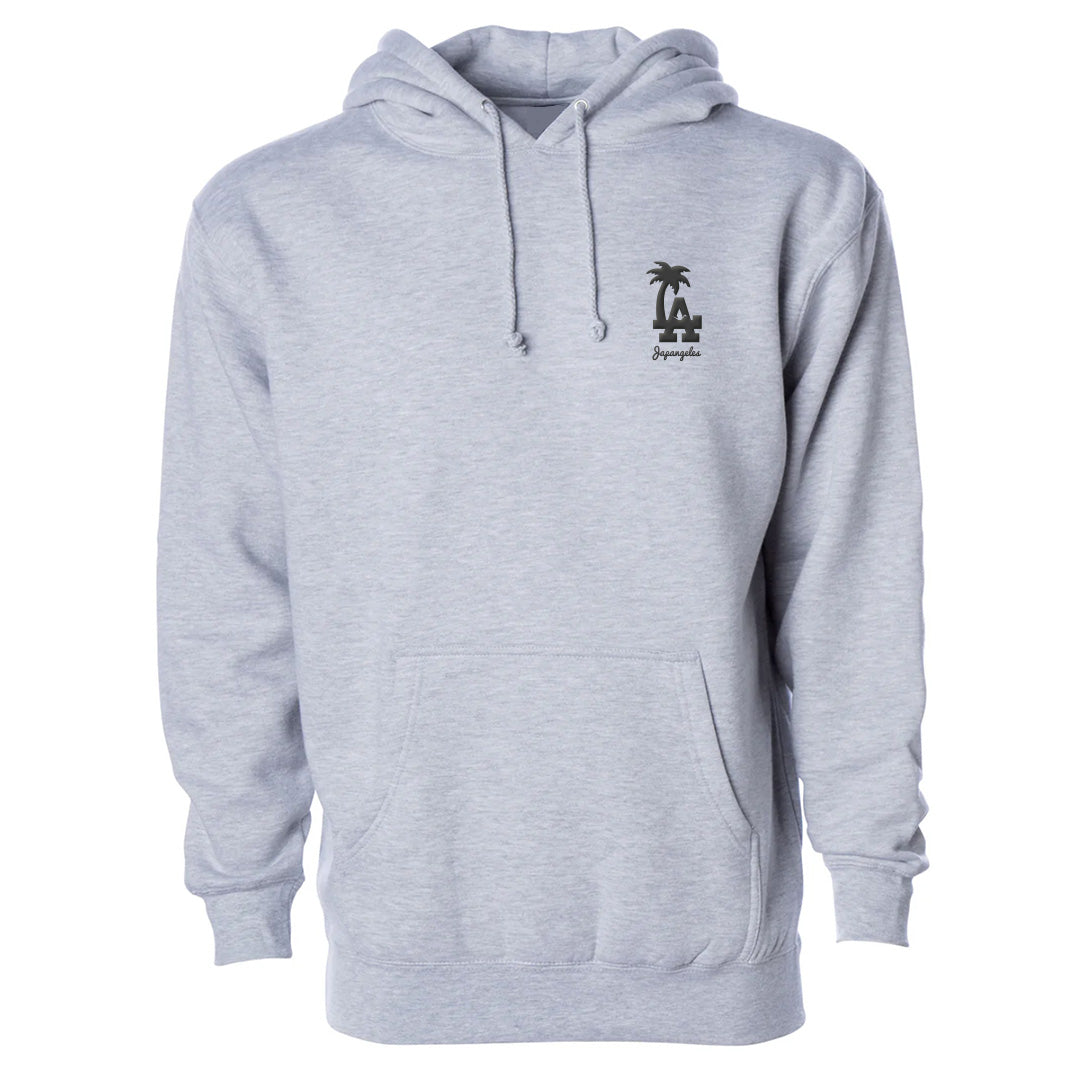Embroidered LA Palm Hoodie in Heather Grey