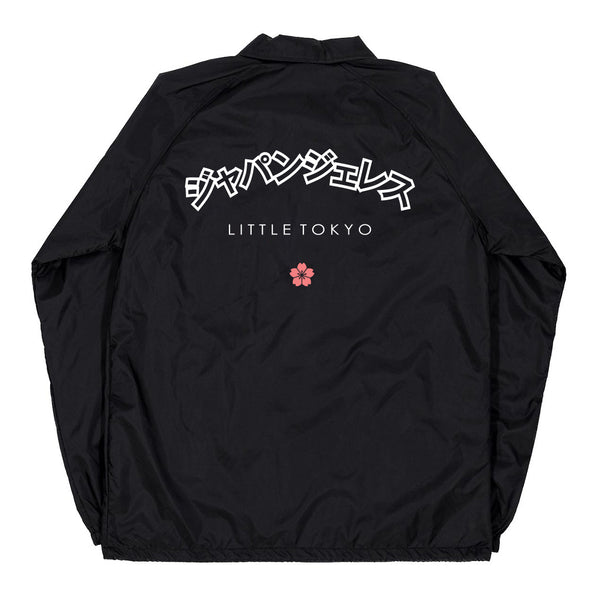 Katakana Cherry Blossom Coach Jacket in Black – Japangeles