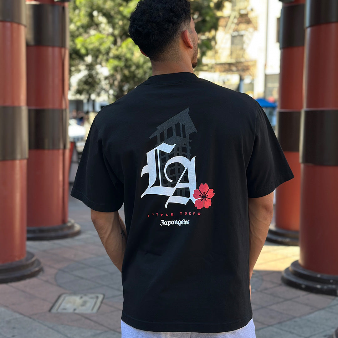 LA Sakura Heavyweight Tee in Black