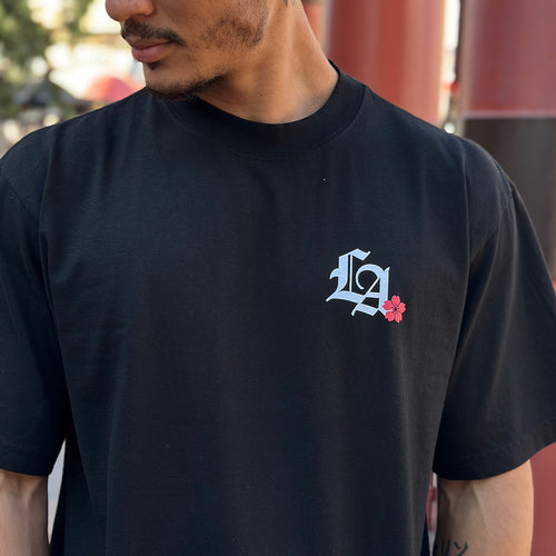 LA Sakura Heavyweight Tee in Black