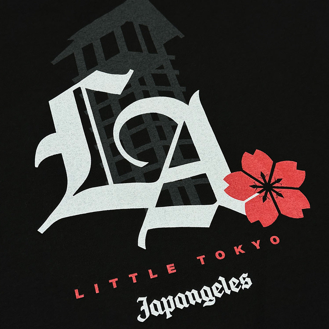 LA Sakura Heavyweight Tee in Black