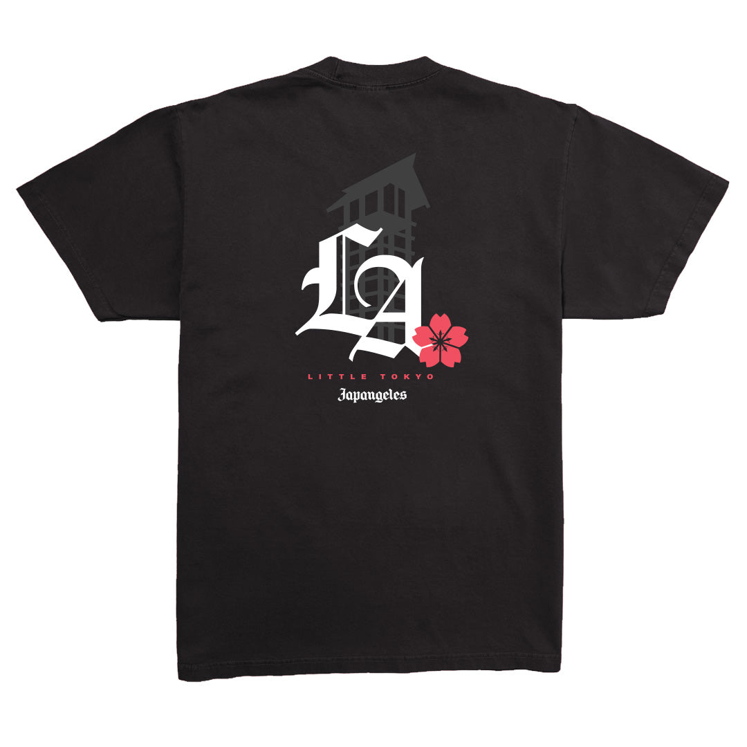 LA Sakura Heavyweight Tee in Black