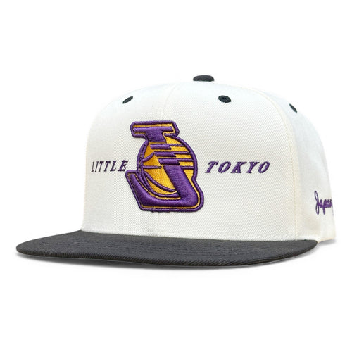 Purple & Gold V2 Snapback in Cream/Black