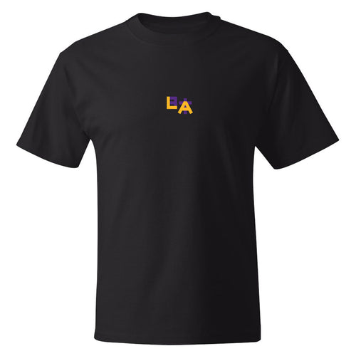 Nihon LA Puff Script Tee in Purple/Gold
