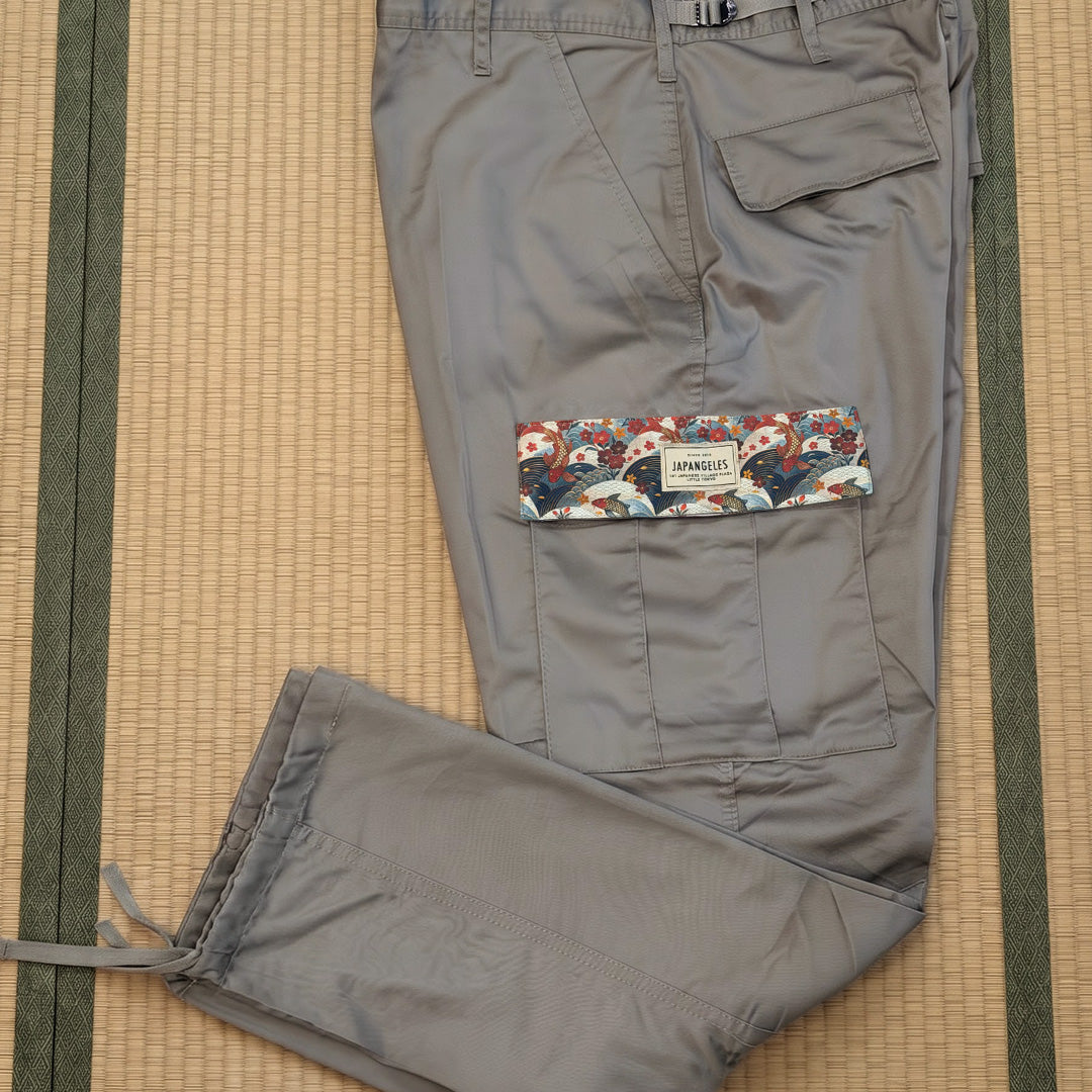 *Limited Edition* Koi Fabric Cargo Pants in Khaki