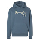 Pocket Script Drop Shoulder Hoodie in Denim