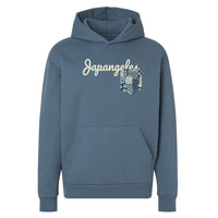 Pocket Script Drop Shoulder Hoodie in Denim