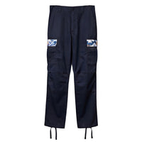 *Limited Edition* Great Wave Fabric Cargo Pants in Navy