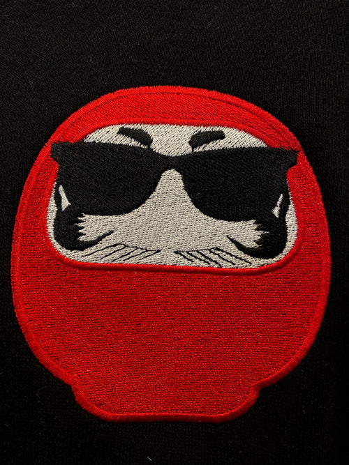 Embroidered Daruma Hoodie in Black