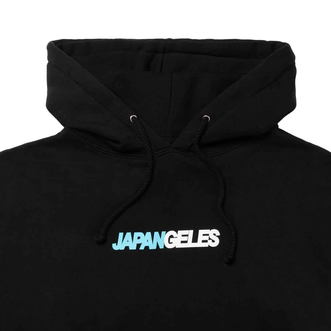 Two Toned Hoodie in Black with White/Aqua