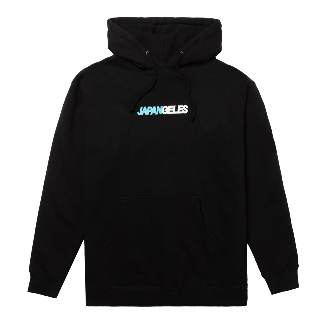 Two Toned Hoodie in Black with White/Aqua