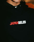 Two Toned Hoodie in Black with White/Red