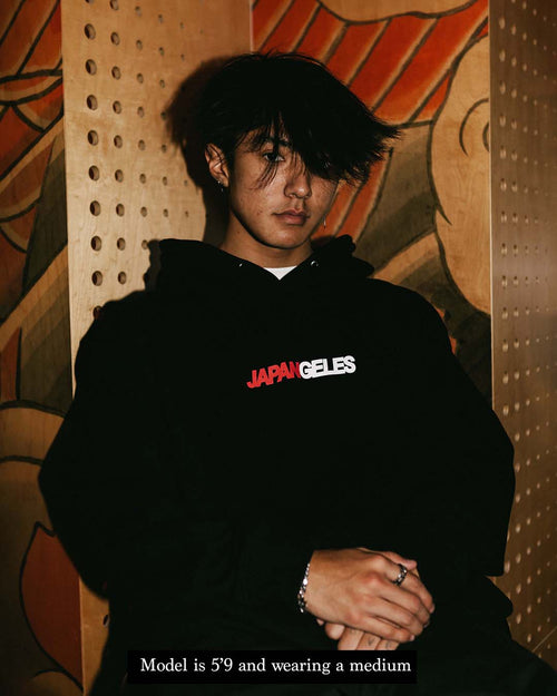 Two Toned Hoodie in Black with White/Red